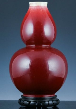Fine Large Chinese Langyao Sang De Boeuf Red Flambe Glaze Double Gourd Vase