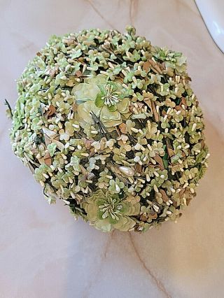 Extraoridinary Vintage Hat Green Millinery Floral