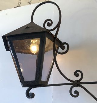 Architect Frank Forster Custom 1930s Wrought Iron Large Outdoor Wall Lantern