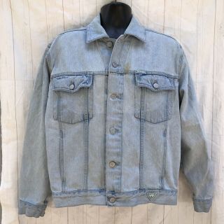 Guess Vintage 80s Denim Jean Jacket Men’s Sz Medium Made In Usa Light Wash