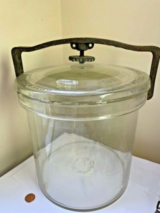 Antique 1895 Whitall Tatum Co 11 " Scientific Specimen Jar Glass Lid Vtg Huge 12