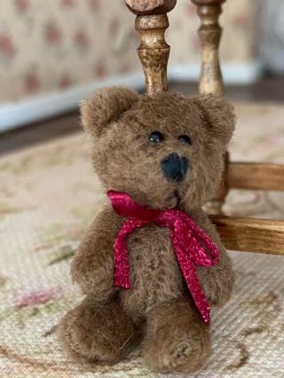 Vintage Miniature Dollhouse Artisan Hand Made Mohair Velvet Jointed Teddy Bear
