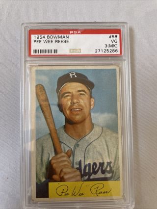 1954 Bowman Pee Reese Brooklyn Dodgers 58 Psa 3