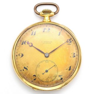 Antique E.  Gubelin Lucerne 18k Gold 15j Hand Wind Pocket Watch 46 Mm For Repair