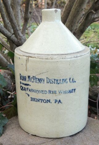 Rohr - Mchenry Distilling Co Benton Pa Antique Stoneware Whiskey Jug Cobalt Blue