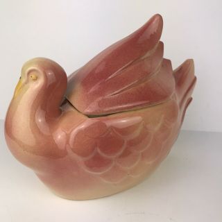 Fapco Cookie Jar Vintage Pink Dove Bird Fredericksburg Art Pottery Canister