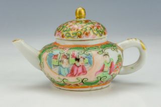 Antique Chinese Cantonese Porcelain - Miniature Famille Rose Oriental Teapot