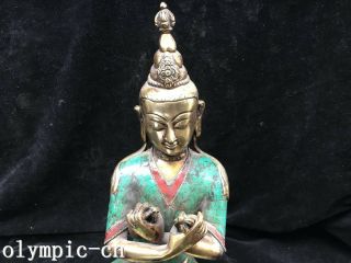 Tibet Nepal handicraft Bronze gold inlcy Turquoise coral Vajrasattva Vajrapani 2
