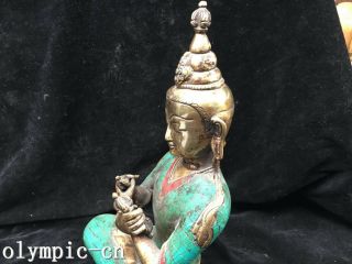 Tibet Nepal handicraft Bronze gold inlcy Turquoise coral Vajrasattva Vajrapani 6