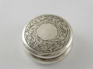 Lovely Antique Victorian Solid Sterling Silver Pill / Snuff Box 1897