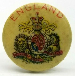 American Pepsin Gum Company England Coat Of Arms Vtg Antique Pin Badge Button