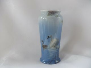 Antique Royal Doulton Titanian Signed F.  Henri Vase Decorated With Swan 5 3/4 "