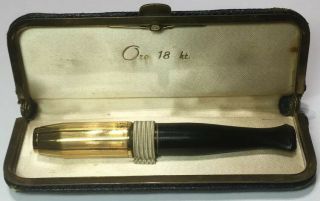 Vintage Oro Italian Solid 18k Gold Cigarette Holder W/ Ejector & Case Size 3.  75”