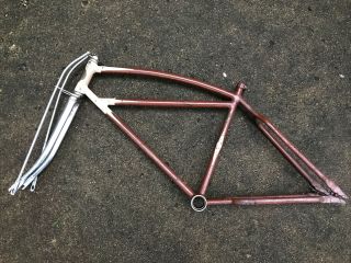 Antique Rare Double Diamond Mead Ranger Autocycle Bicycle Frame And Fork Schwinn