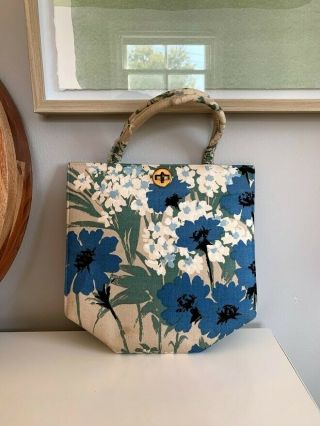Vintage Margaret Smith Floral Fabric Purse Handbag 1960s