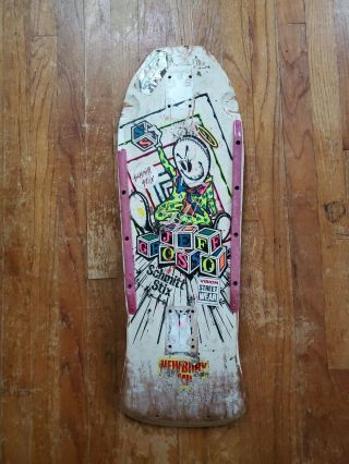 80s White Jeff Grosso Toy Blocks Schmidtt Stix Skateboard.  Very