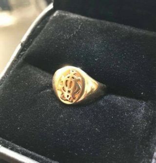 Stunning Antique Hm 1928 Rare Chester Solid 18ct Gold Signet Ring Size S Heavy