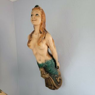 Vintage 1960’s Alfco Ny Mermaid Figurehead Nautical Ship Bust 35”tall - Rare Item