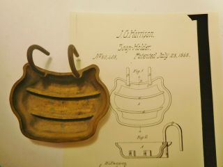 Us Patent Model 7/28/1868 80,  408 Soap Holder Soap Cup For Wash Tub 153 Yrs.  Old
