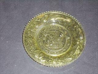 Antique Lacy Sandwich Flint Glass Green Eapg Cup Plate 1831 American Eagle