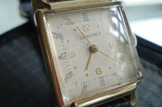 Vintage 14k Solid Gold Longines Square Watch - 10l Movement 17j Good Con
