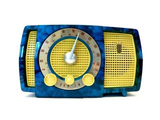 Vintage 50s Eames Era Zenith Antique Am - Fm Swirled Catalin Colors Bakelite Radio