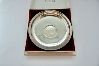 1840 - Boxed - Solid Silver - Indian Silver One Rupee Coin Dish - 55 Grams