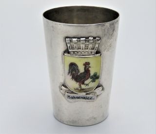 Antique German Solid Silver Enamel Shot Cup Hahnenklee