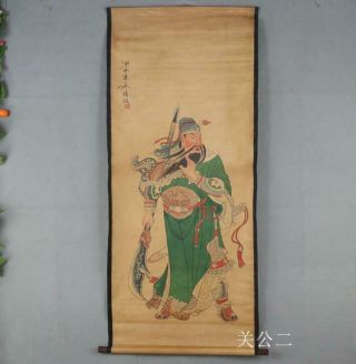 Chinese Painting Antique Long Scroll Cultural Mural Study Room Guan Yu 2