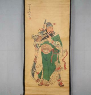Chinese Painting Antique Long Scroll Cultural Mural Study Room Guan Yu 3