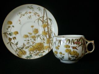 Antique George Jones Eden Pattern Aesthetic Style Cup And Saucer Floral & Birds