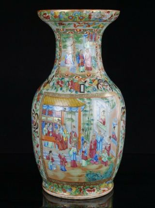 Large Antique Chinese Famille Rose Celadon Glazed Porcelain Vase C1850 Qing