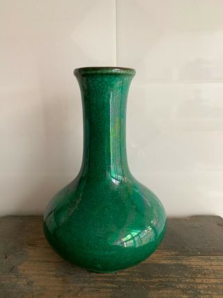 Antique Export Chinese China Porcelain Green Glazed Crackle Vase