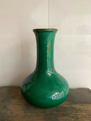 Antique Export Chinese China Porcelain Green Glazed Crackle Vase 2
