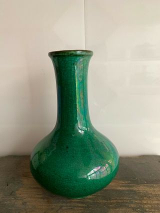 Antique Export Chinese China Porcelain Green Glazed Crackle Vase 3