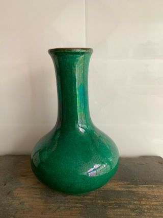 Antique Export Chinese China Porcelain Green Glazed Crackle Vase 4