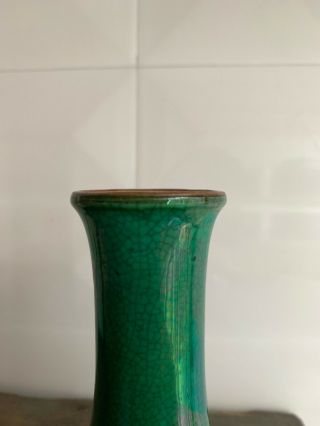 Antique Export Chinese China Porcelain Green Glazed Crackle Vase 5