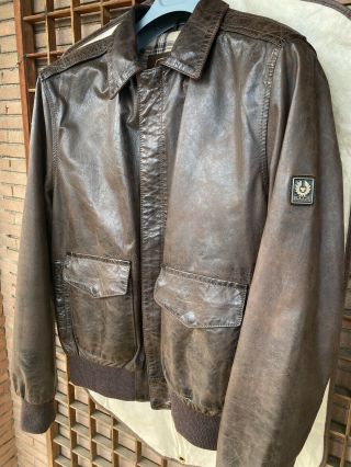 BELSTAFF A2 RAF Leather Jacket Antique Brown FilmJacket Brad Pitt XXXL fit less 3
