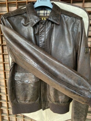 BELSTAFF A2 RAF Leather Jacket Antique Brown FilmJacket Brad Pitt XXXL fit less 4