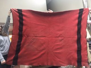 Vintage Red Black Stripe Wool Blanket Fix Cutter Twin FLAWS Upcycle Recycle DIY 2