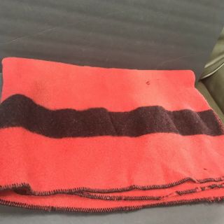 Vintage Red Black Stripe Wool Blanket Fix Cutter Twin FLAWS Upcycle Recycle DIY 3