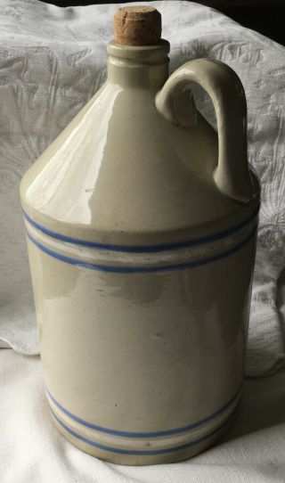 Antique Vintage 1/2 Gallon Stoneware Pottery Crock Jug Cream - 12” Tall