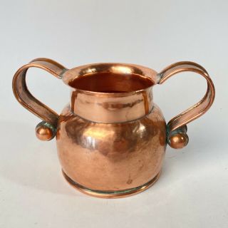 Taxco Arts And Crafts Hand Hammered Copper 2 Handled Vase Sugar Mission Style