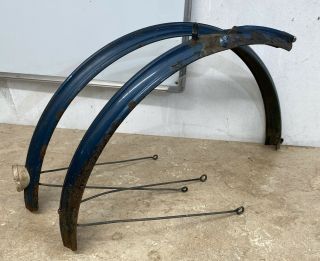 Vintage Green Bsa 24” Wheel Bicycle Mudguards,  Retro Bike Part 3227