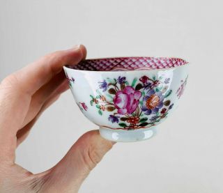 Antique Chinese Porcelain Tea Bowl Cup Famille Rose 18th Century Export Qianlong