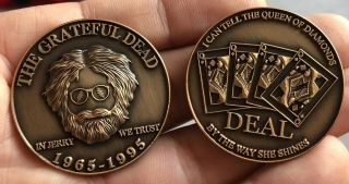 Grateful Dead Coin Golf Ball Mark Dealer Jerry Garcia Poker Chip Antique Bronze