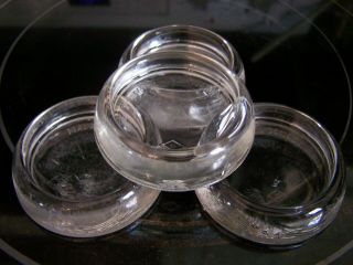 4 Vintage Thick Clear Glass Furniture Coaster Caster Cups 3