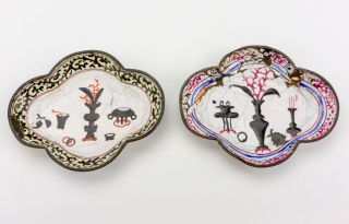 Antique Chinese Cantonese Enamel - Oriental Precious Objects Miniature Trays