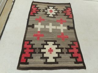 Antique Navajo Rug Blanket With Spider Woman Cross,  34 " X 54 ",  Native American