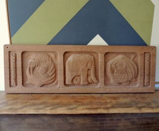Evelyn Jerome Ackerman Carved Wood Animal Panel Mcm Walrus Rhino Panelcarve Era